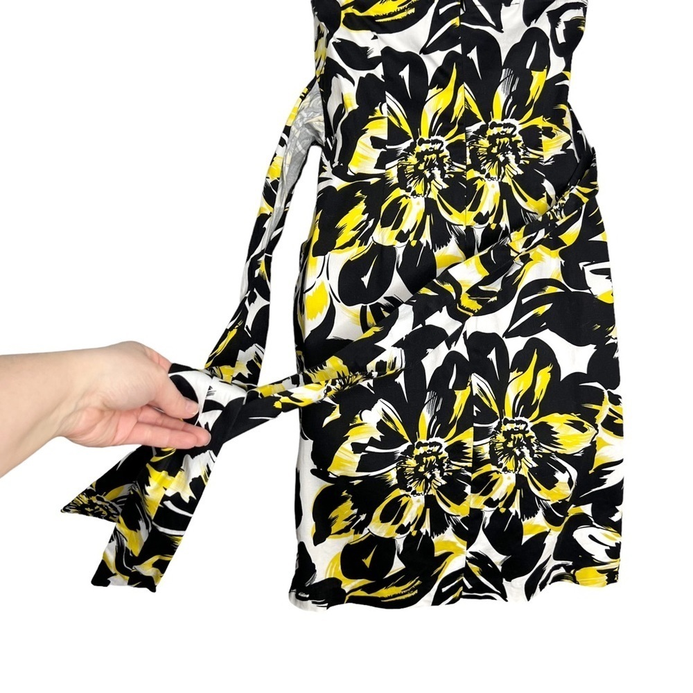 Snap Strapless Black, White, Yellow Floral Cocktail Party Dress - Picture 7 of 13